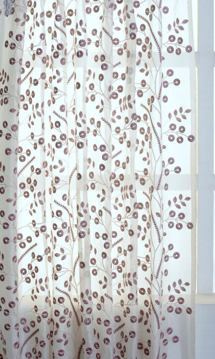 Nature Inspired Pinch Pleat, Rod Pocket, Eyelet Curtains (White/ Pink)