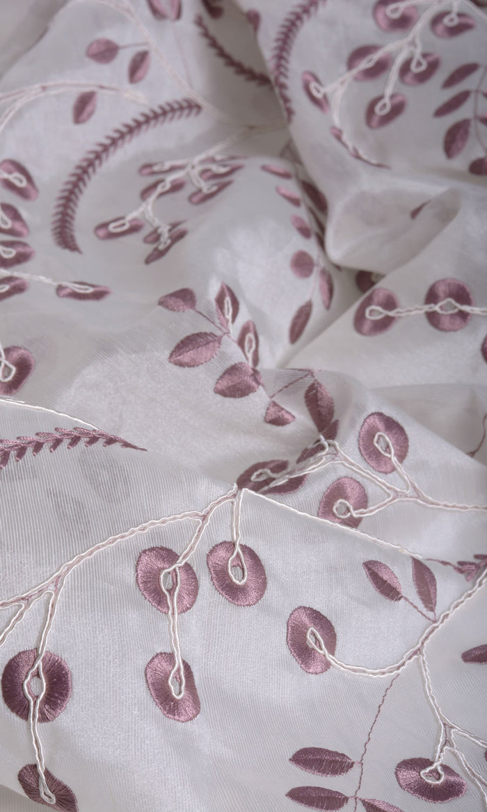 Nature Inspired Curtains / Drapes / Window Drapery Panels (White/ Pink)