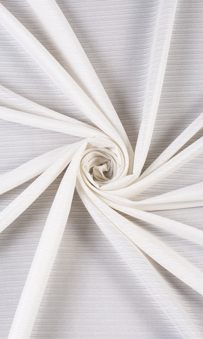 Striped Sheer Window Treatments Fabric By the Metre (Pearl White)