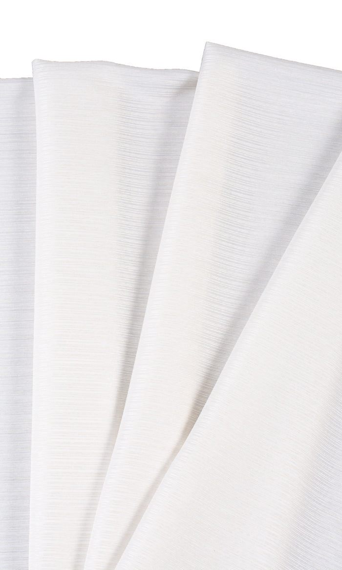 Striped Sheer Fabric Material By the Metre (Pearl White)