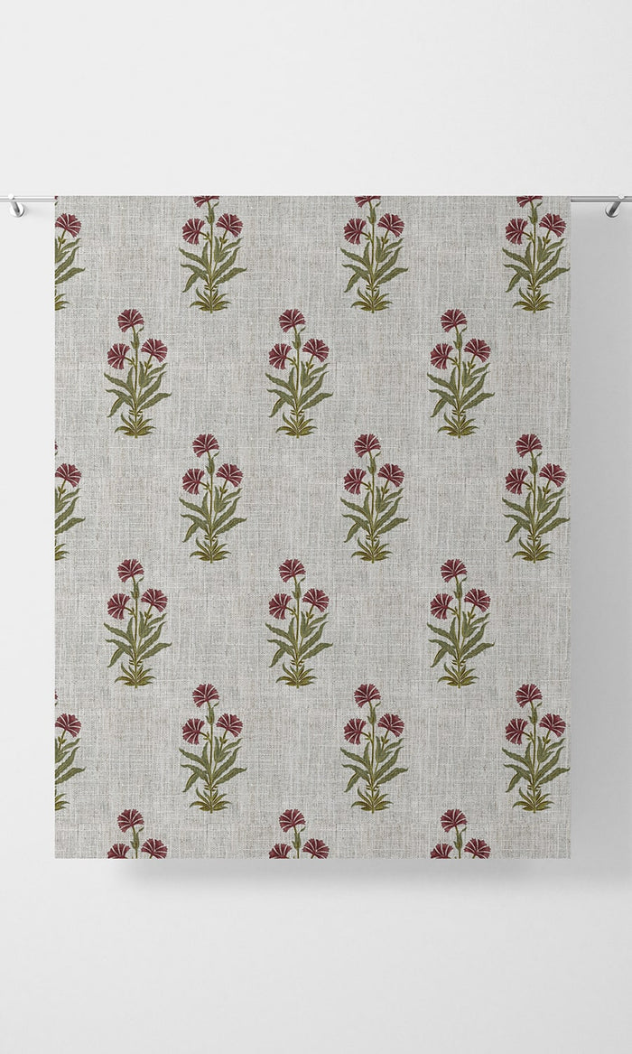Floral Print Home Décor Fabric By the Metre (White/ Green/ Red)