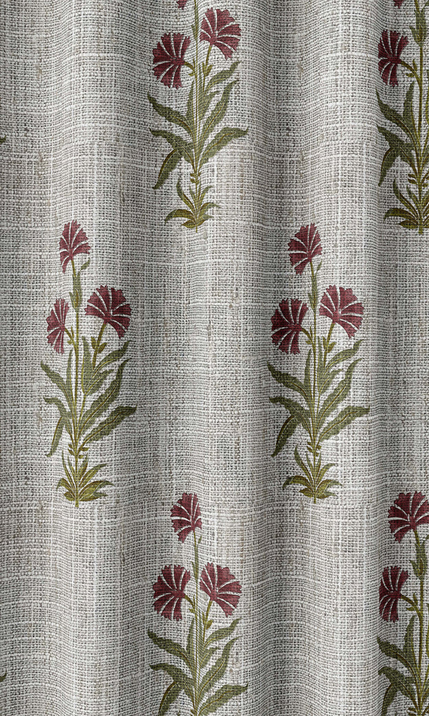 Floral Print Home Textile Fabric Material By the Metre (White/ Green/ Red)