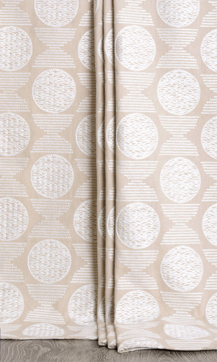 Geometric Patterned Drapes for Living, Bedroom, Kitchen, Bathroom (Beige/ White)