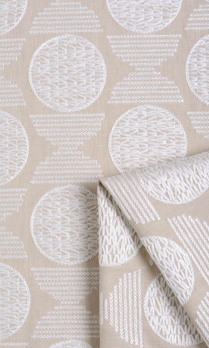 Geometric Patterned Curtains / Drapes / Window Drapery Panels (Beige/ White)