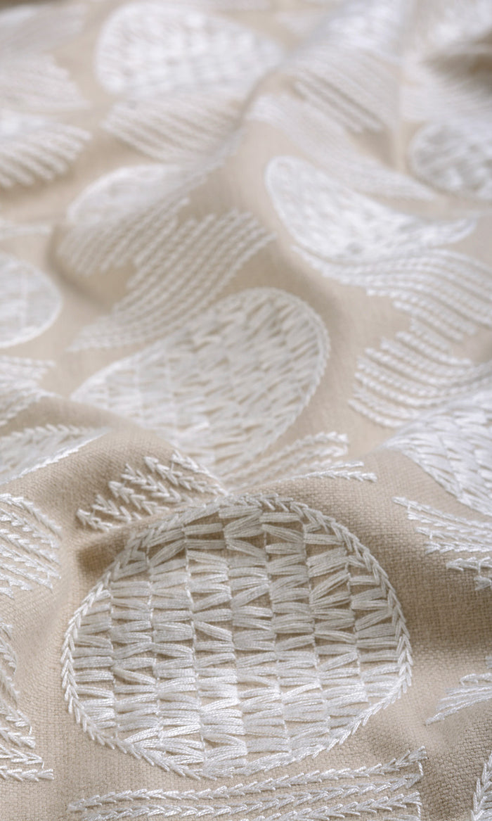 Geometric Patterned Made-to-Measure Curtains (Beige/ White)