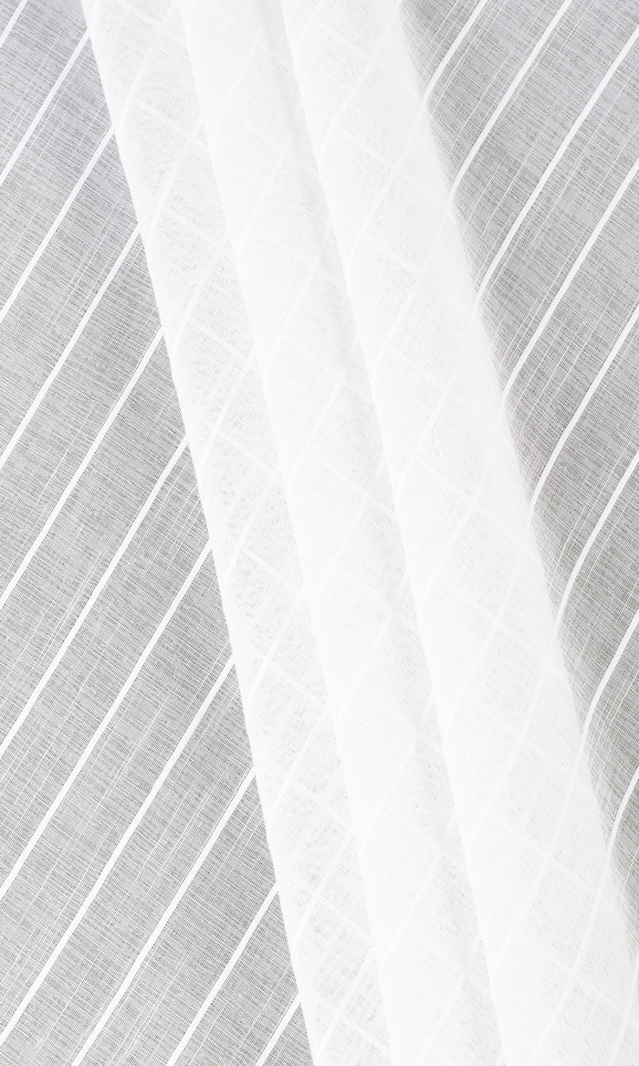 Striped Sheer Fabric Material By the Metre (White)