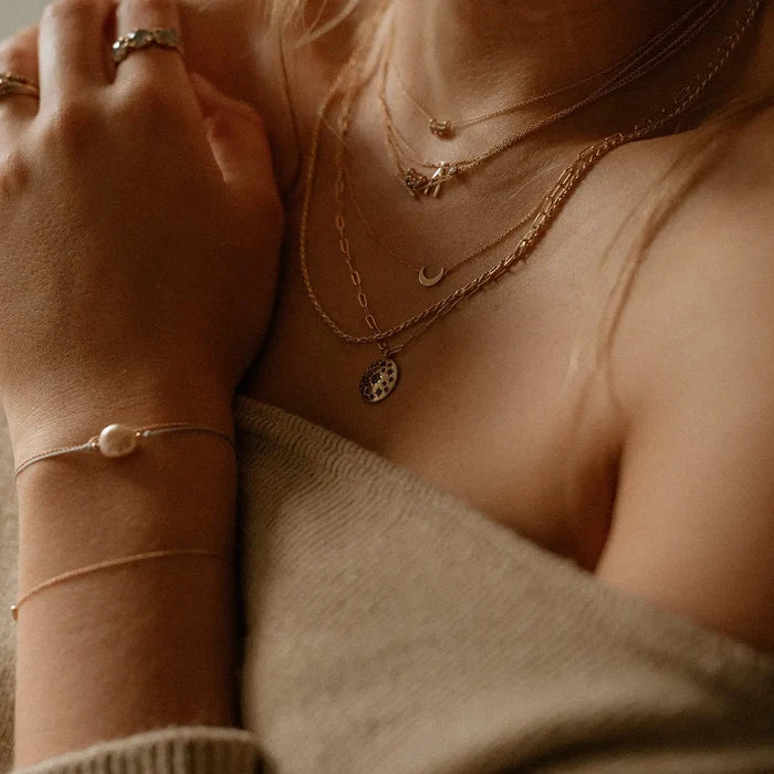 Sofia Perla Bracelet in 14k yellow gold, shown worn on hand