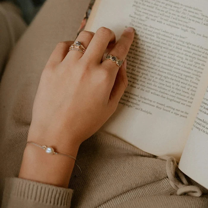 Sofia Perla Bracelet in 14k yellow gold, shown worn on hand 2