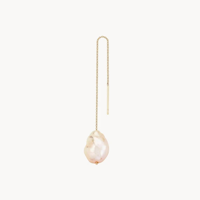 Sofia Perla Gold Threader Earring in 14k yellow gold, alternate angle detail view 3