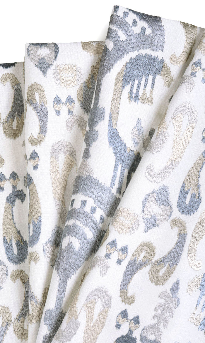 Ikat Print Pinch Pleat, Rod Pocket, Eyelet Curtains (Gray/ Beige/ White)