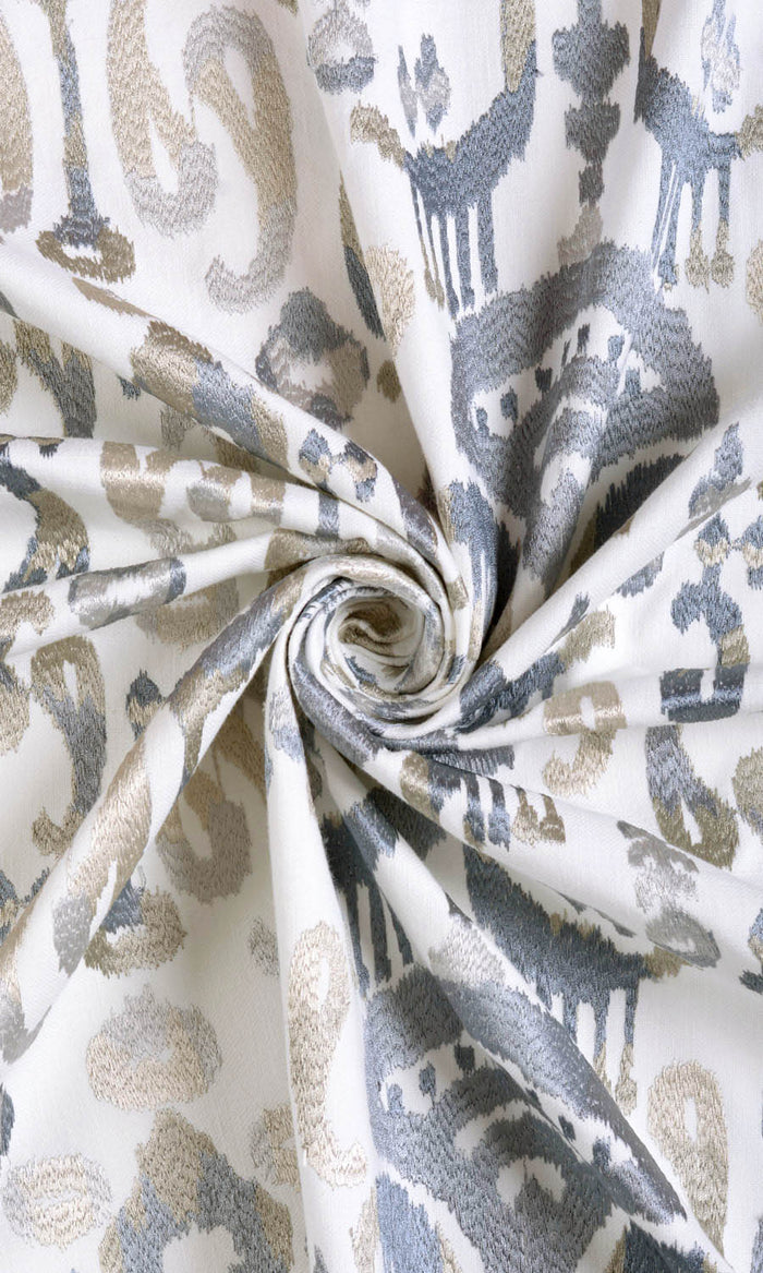 Ikat Print Made-to-Measure Curtains (Gray/ Beige/ White)