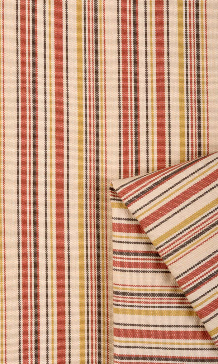 Striped Cotton Curtains for Living, Bedroom, Kitchen, Bathroom (Beige/ Coral Red)