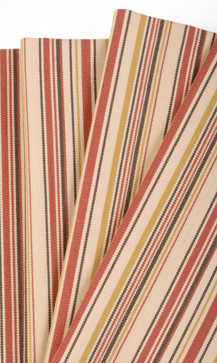 Striped Cotton Curtains (Beige/ Coral Red) Extra Long Short Wide