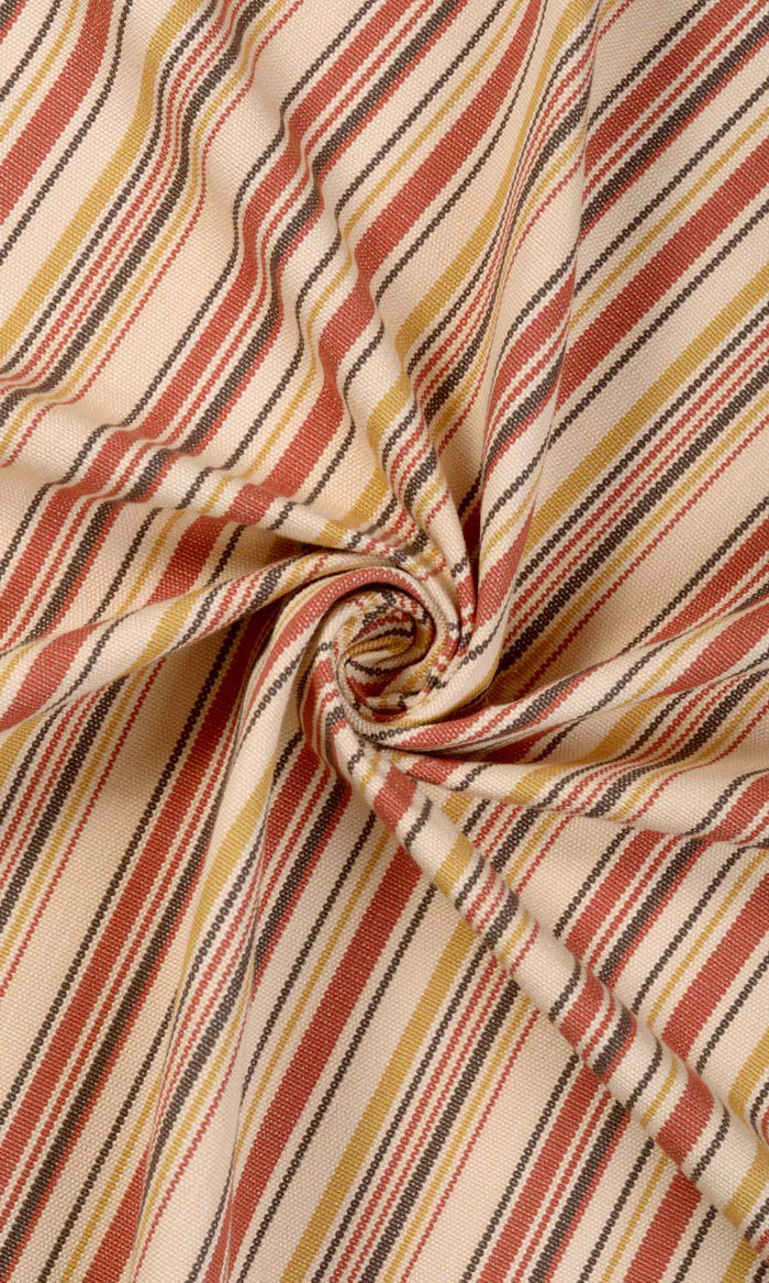 Striped Cotton Curtains / Drapes / Window Drapery Panels (Beige/ Coral Red)
