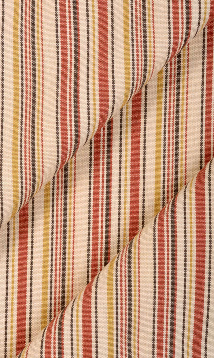 Striped Cotton Made-to-Measure Curtains (Beige/ Coral Red)