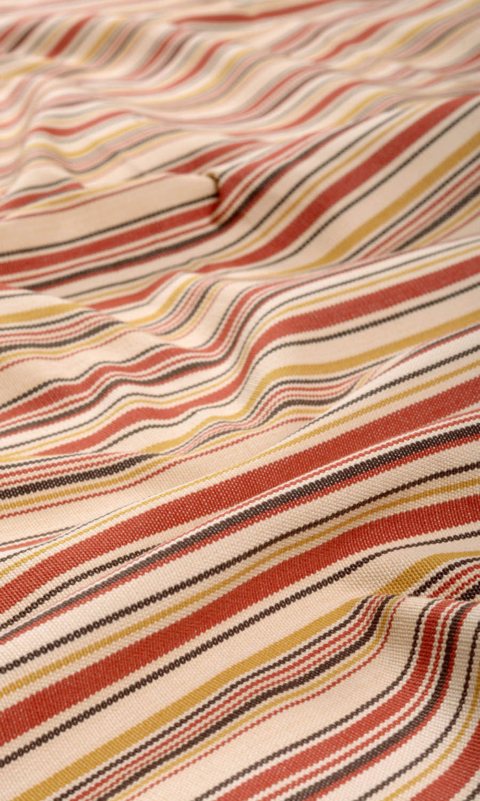Striped Cotton Any Size Style Curtains (Beige/ Coral Red)