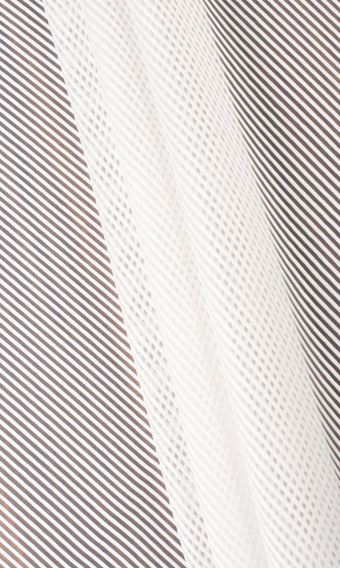 Striped Sheer Home Textile Fabric Material By the Metre (White)