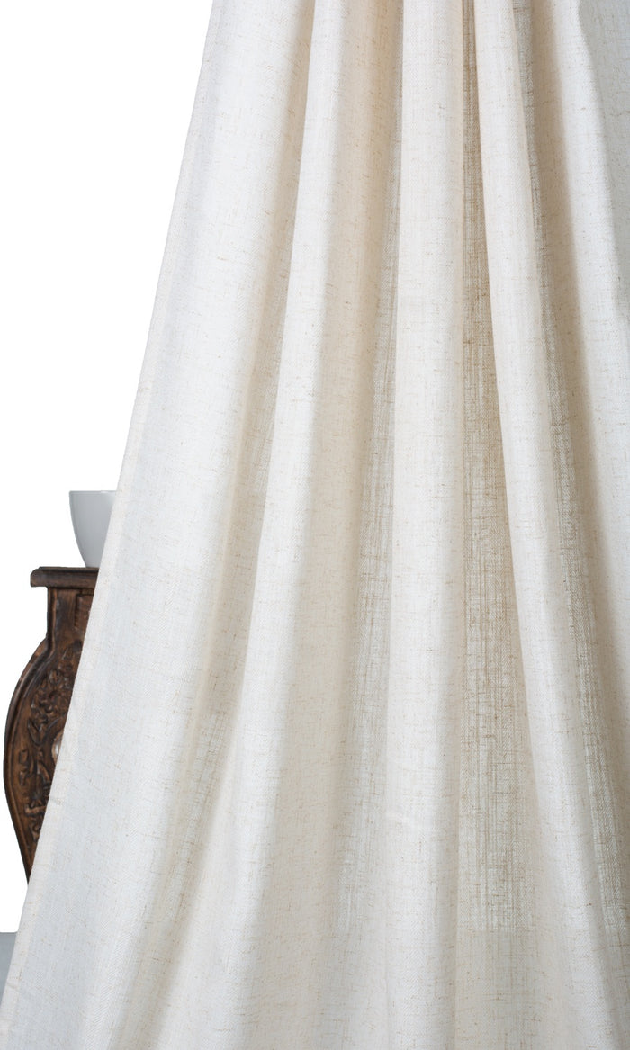Semi-Sheer Linen Texture Home Textile Fabric Material By the Metre (Cream)