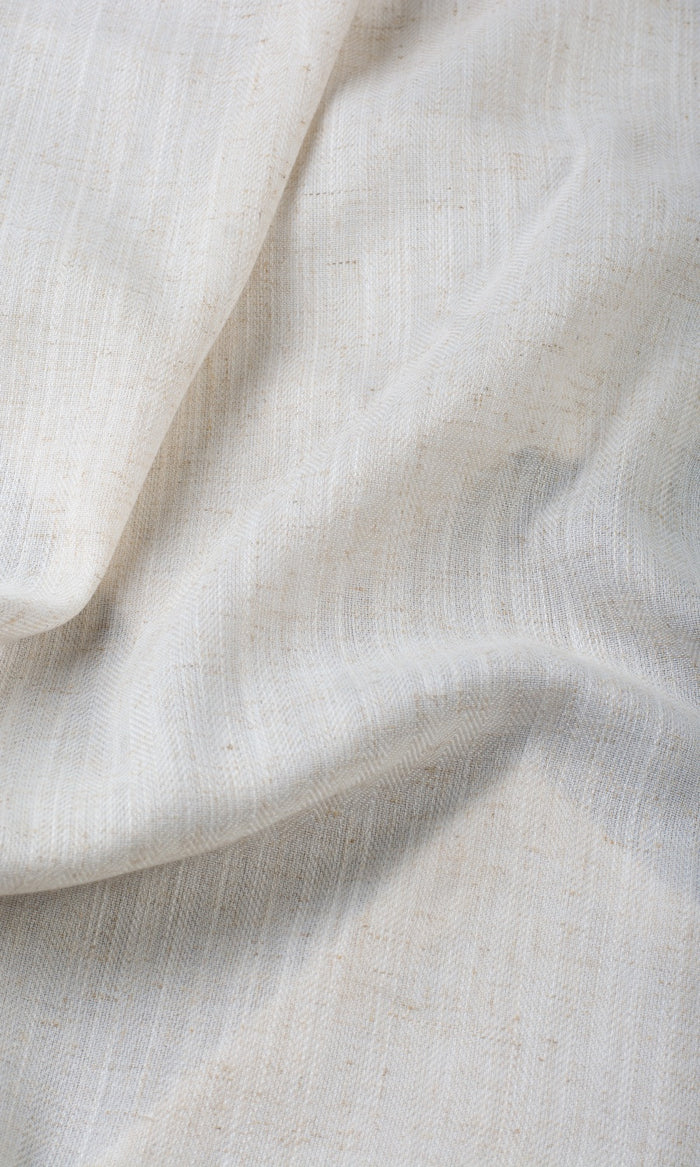 Semi-Sheer Linen Texture Fabric By the Metre for Curtains & Drapes (Cream)