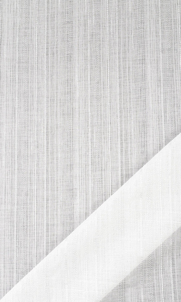 Textured Striped Sheer Fabric Material By the Metre (White)