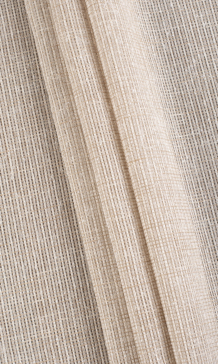Checkered Sheer Home Textile Fabric Material By the Metre (Beige/ Brown)