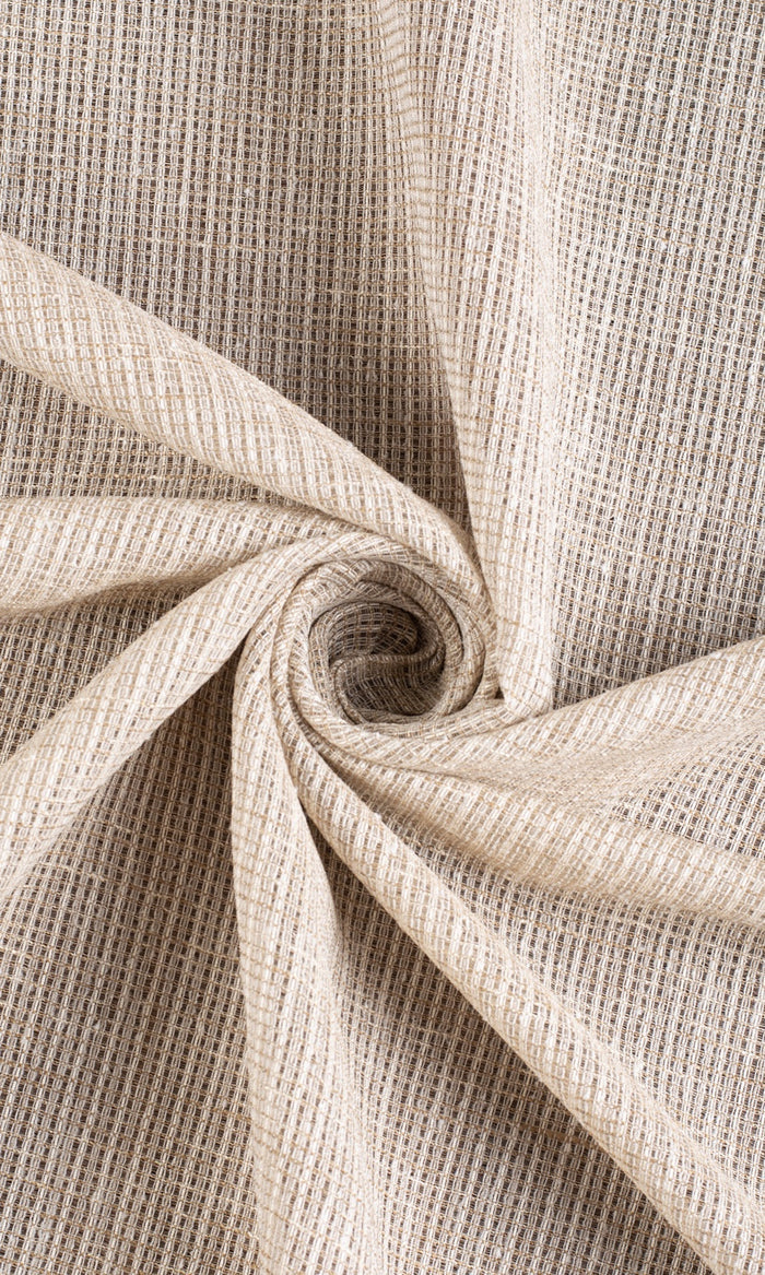 Checkered Sheer Fabric Material By the Metre (Beige/ Brown)