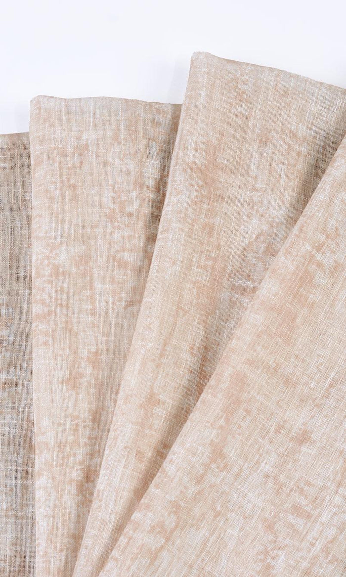 Textured Sheer Window Treatments Fabric By the Metre (Salmon Pink/ Peach Orange)