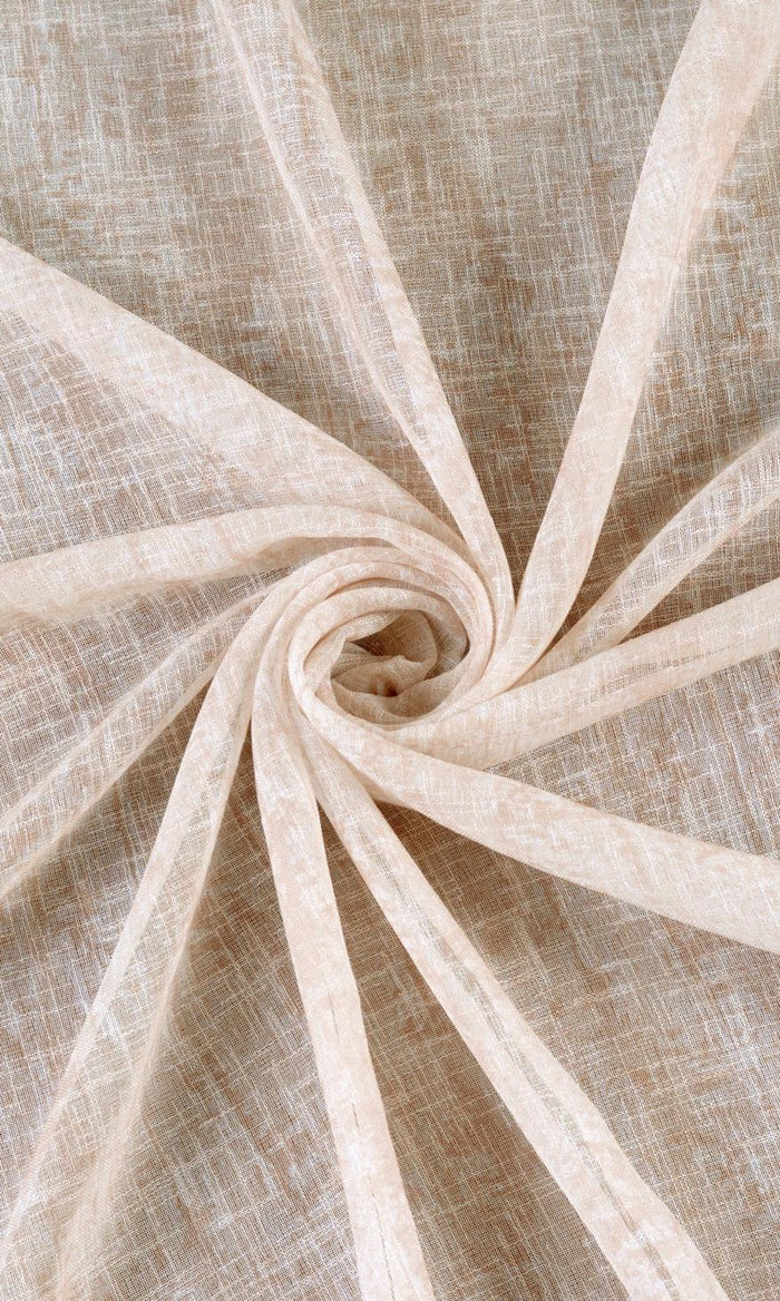 Textured Sheer Home Textile Fabric Material By the Metre (Salmon Pink/ Peach Orange)