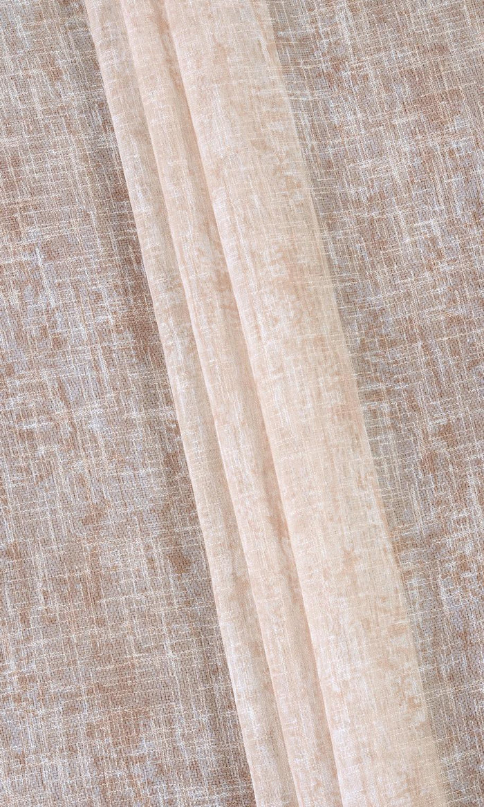 Textured Sheer Fabric Material By the Metre (Salmon Pink/ Peach Orange)