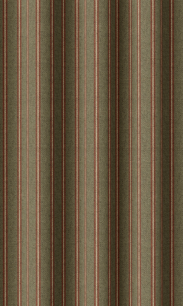 Striped Pinch Pleat, Rod Pocket, Eyelet Curtains (Green & Red)