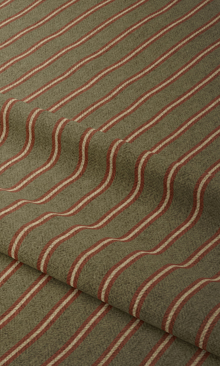 Striped Curtain Panels (Green & Red) Extra Long Short Wide