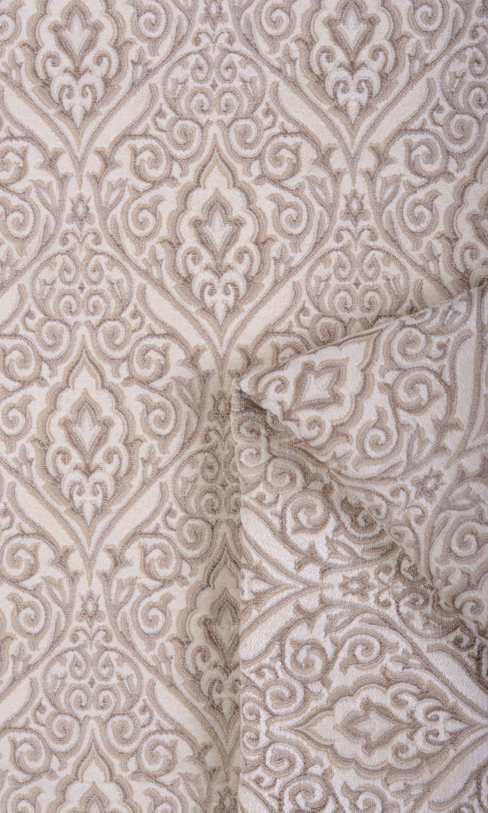 Velvet Pinch Pleat, Rod Pocket, Eyelet Curtains (Ivory/ Beige)