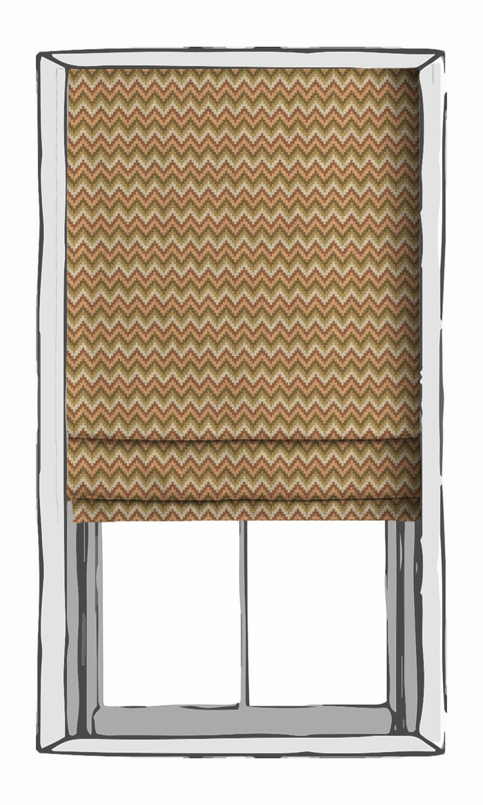 Chevron Patterned Drapes for Living, Bedroom, Kitchen, Bathroom (Green/ Salmon Pink)