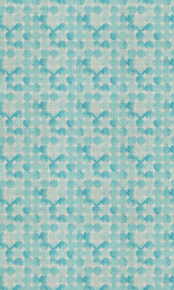 Polka Dots Fabric Material By the Metre (White/ Turquoise)