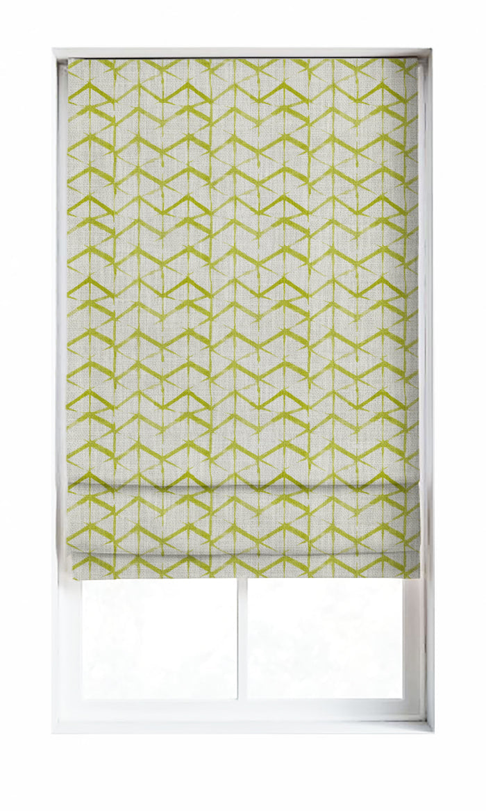 Bow-Arrow Patterned Window Treatments Fabric By the Metre (White/ Pear Green)