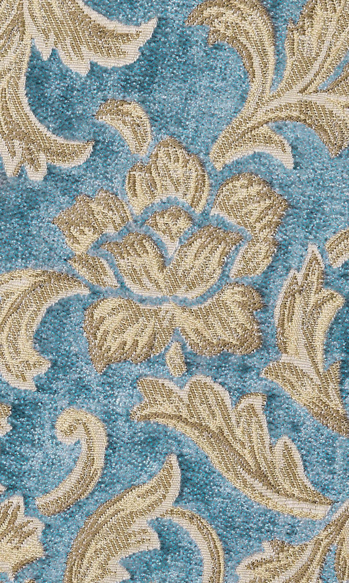 Floral Velvet Pinch Pleat, Rod Pocket, Eyelet Curtains (Beige/ Brown/ Blue)