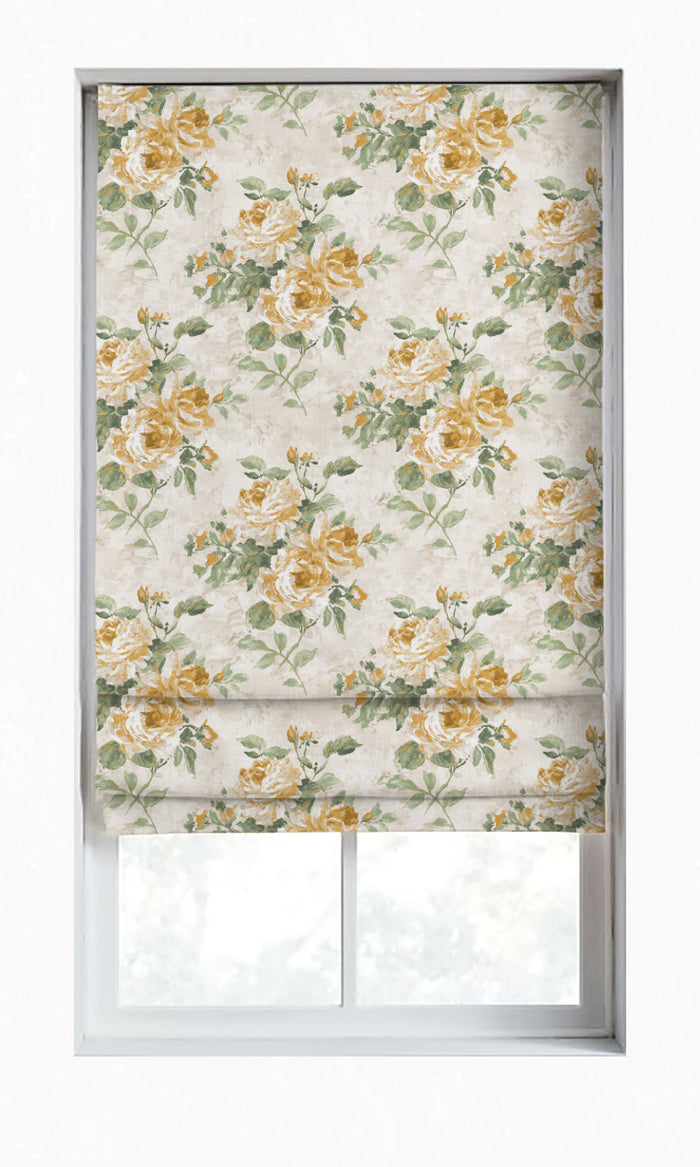Dimout Floral Drapes for Living, Bedroom, Kitchen, Bathroom (Yellow/ Ivory/ Green)