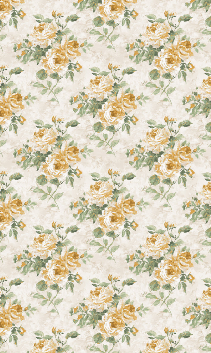 Dimout Floral Pinch Pleat, Rod Pocket, Eyelet Curtains (Yellow/ Ivory/ Green)