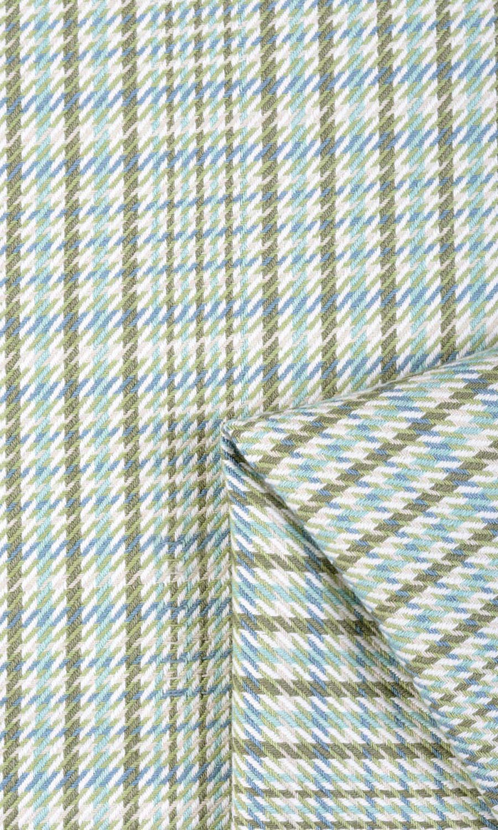 Houndstooth Cotton Drapes for Living, Bedroom, Kitchen, Bathroom (Green/ Blue)
