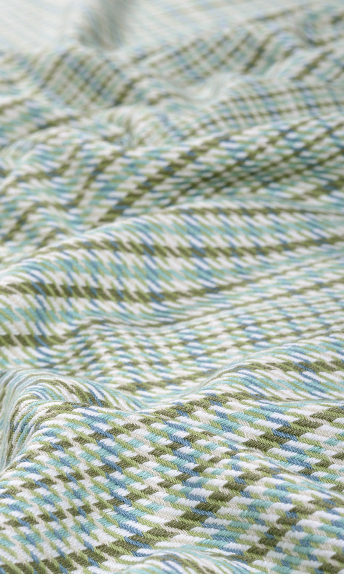 Houndstooth Cotton Curtains / Drapes / Window Drapery Panels (Green/ Blue)