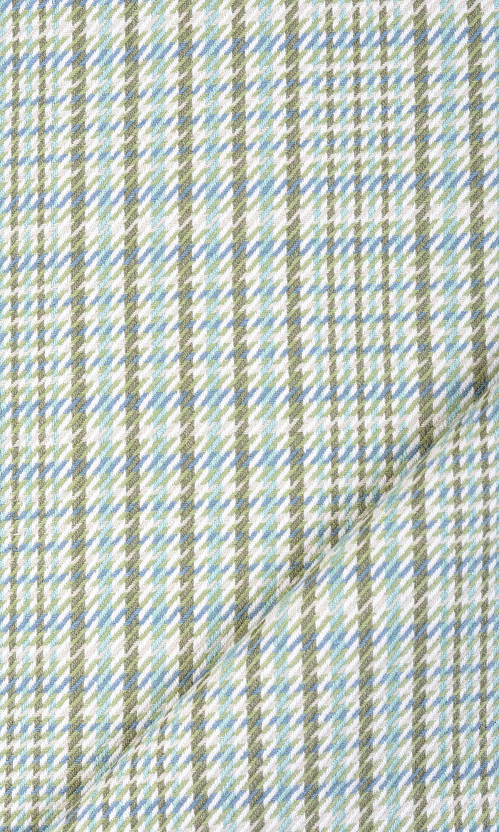 Houndstooth Cotton Made-to-Measure Curtains (Green/ Blue)