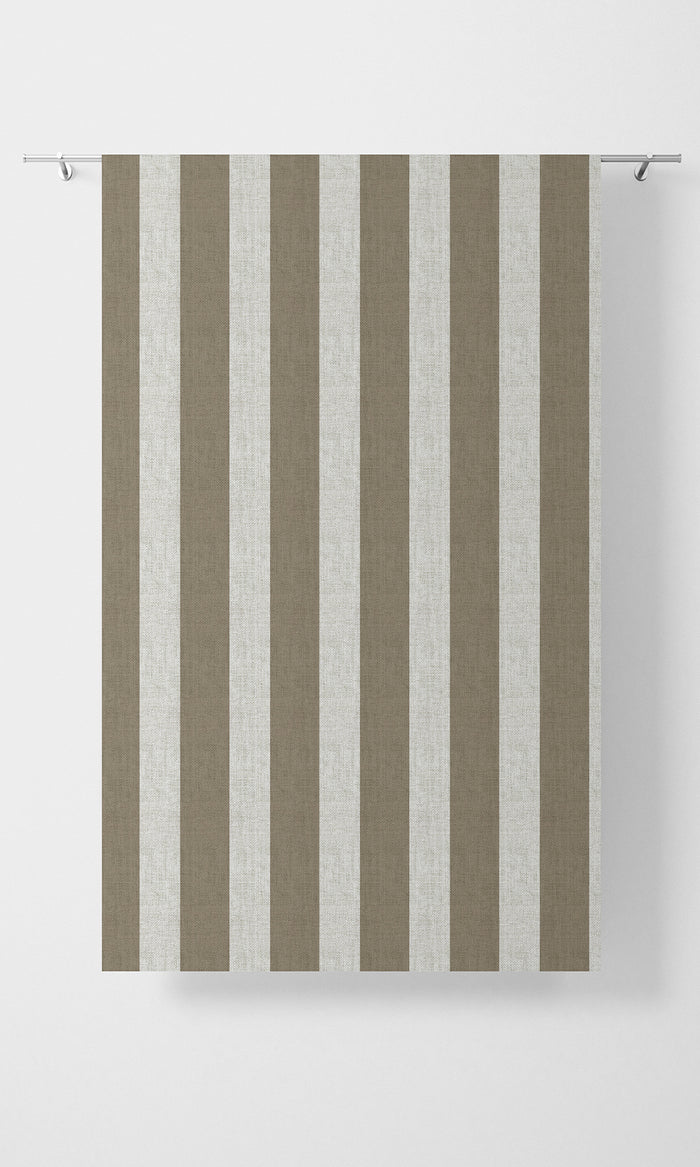 Striped Pinch Pleat, Rod Pocket, Eyelet Curtains (Cedar Brown/ White)