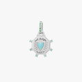 St. Kitts heart charm - sterling silver, larimar, tsavorite gemstones
