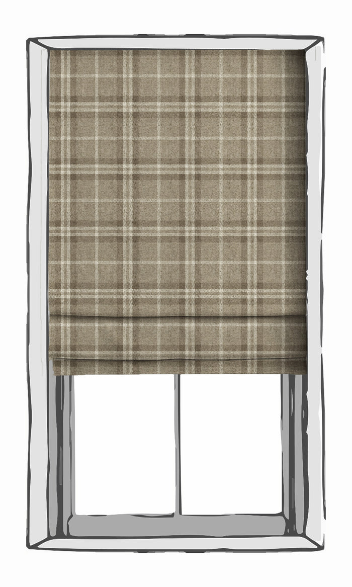 Plaid Patterned Drapes for Living, Bedroom, Kitchen, Bathroom (Beige & Brown)