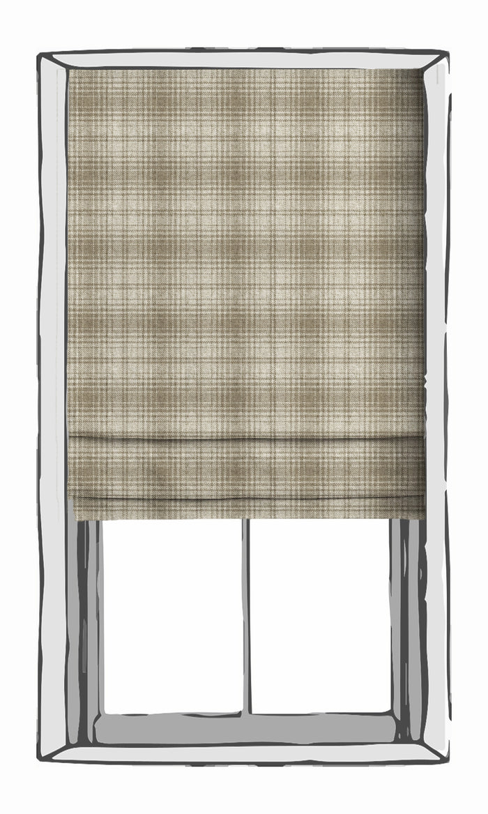 Plaid Patterned Curtains for Living, Bedroom, Kitchen, Bathroom (Beige/ White)