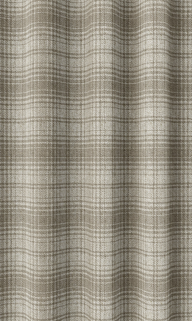 Plaid Patterned Pinch Pleat, Rod Pocket, Eyelet Curtains (Beige/ White)