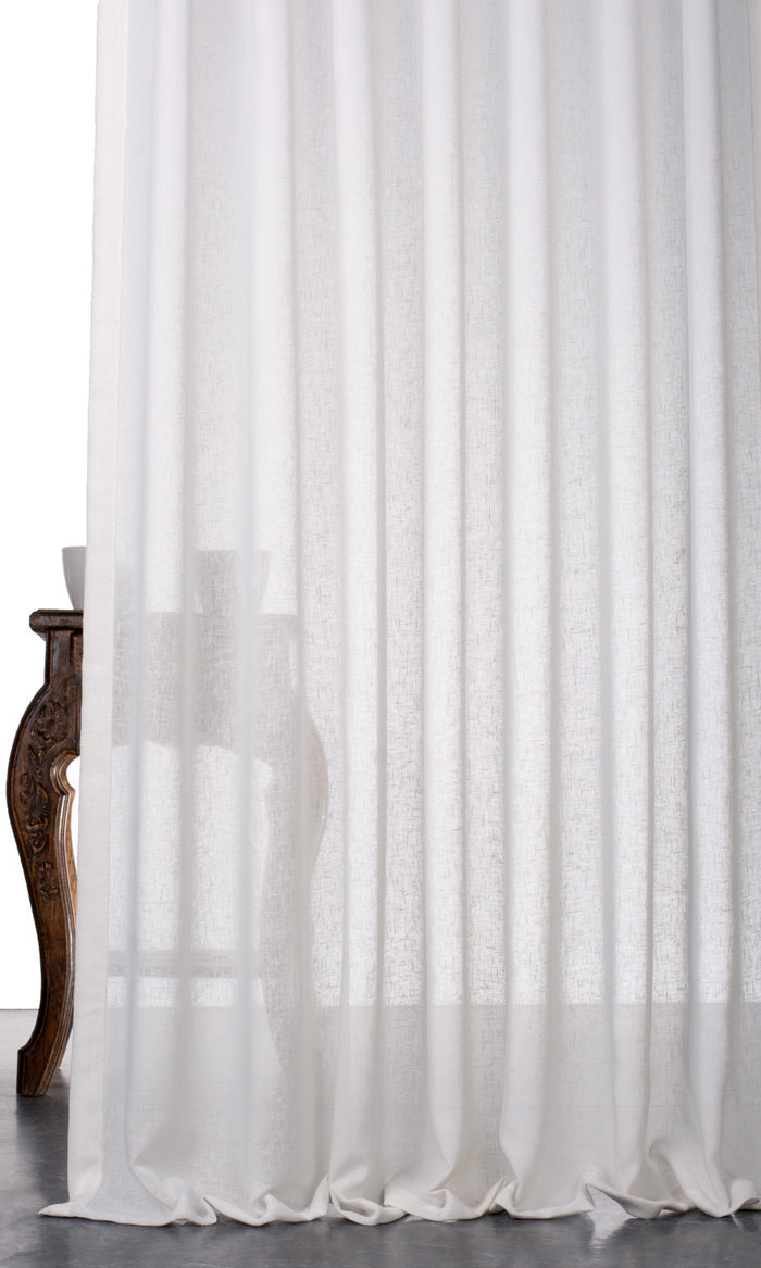 Textured Sheer Window Treatments Fabric By the Metre (White)