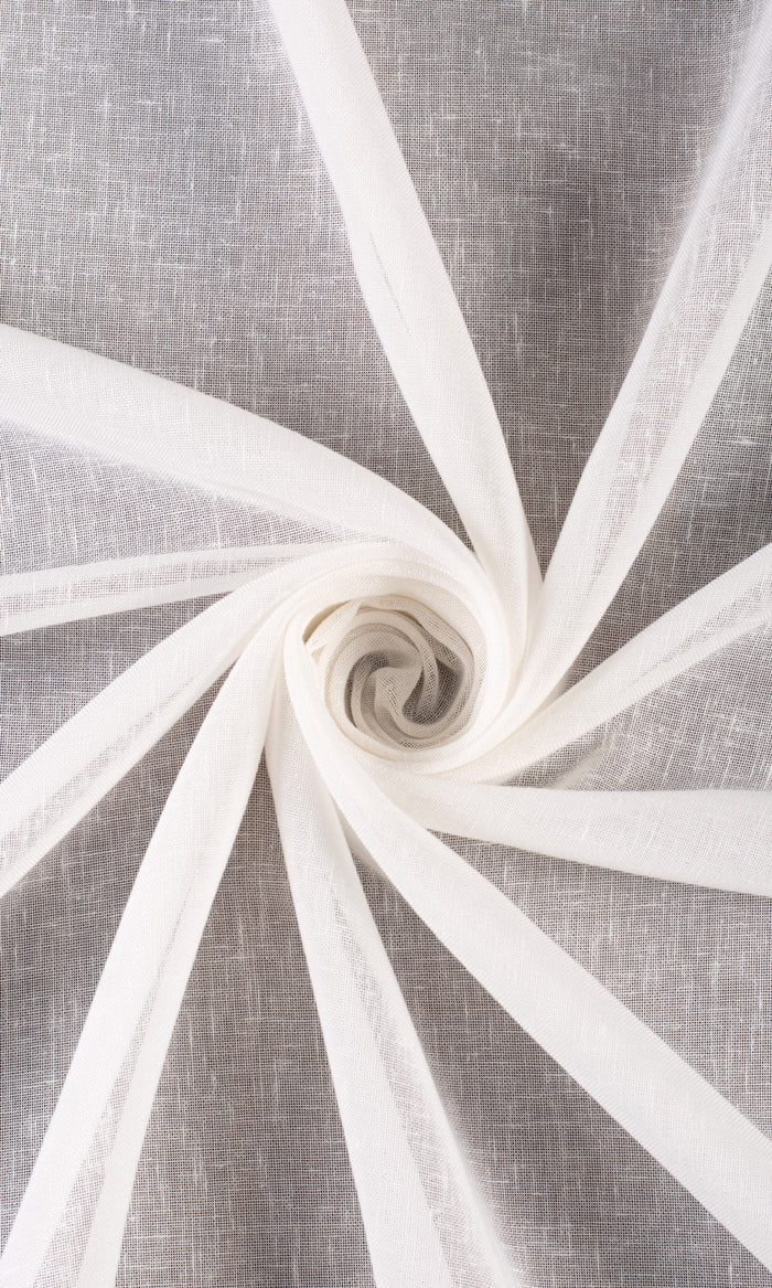 Textured Sheer Fabric Material By the Metre (White)