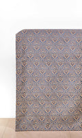Damask Velvet Drapes (Beige/ Blue)