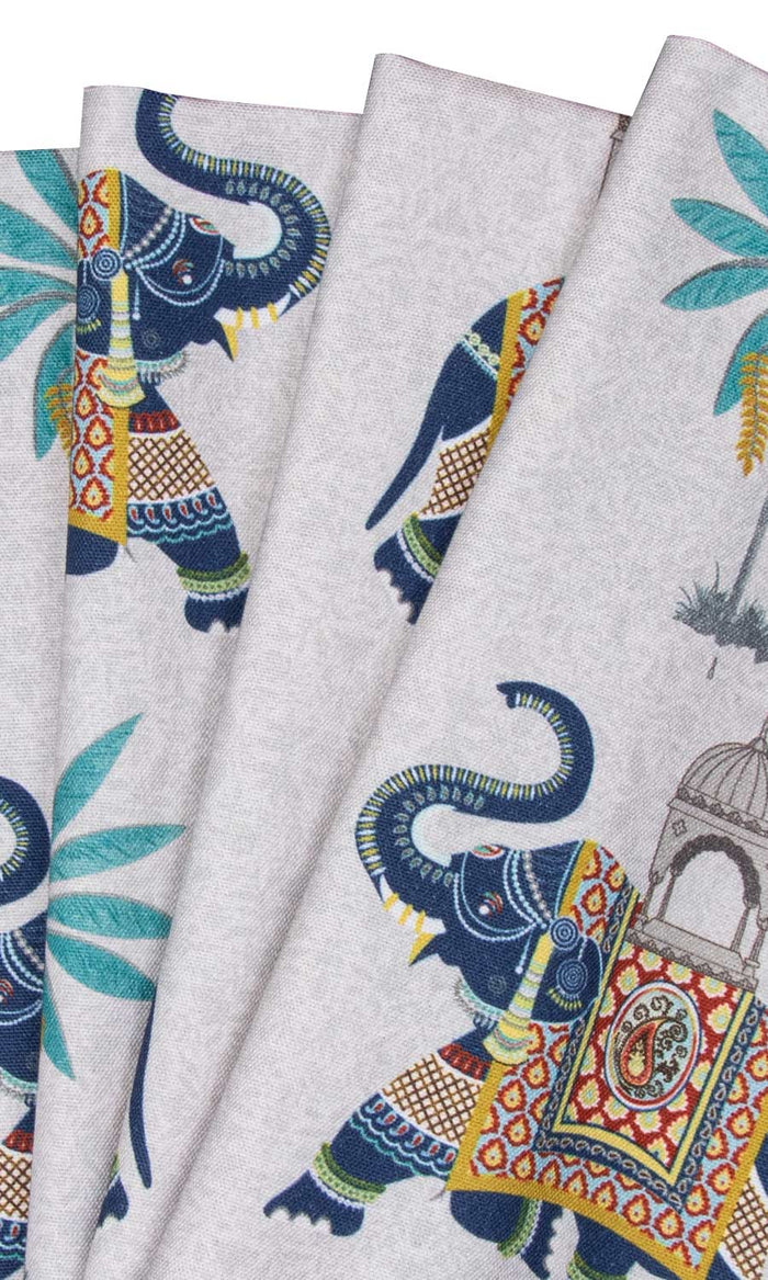 Printed Cotton Home Textile Fabric Material By the Metre (Grey/ Blue)